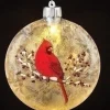 Boutique de Noël Crystal & Led*Glass Ornament, Led, Cardinal On Holly Bough Design