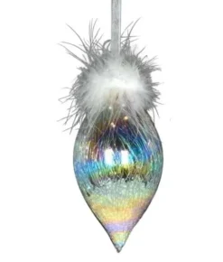 Boutique de Noël Varied Shapes*Glass Ornament, 80Mm, Iris Finial With Feather Decoration