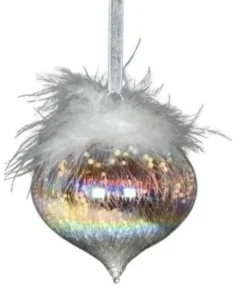 Boutique de Noël Varied Shapes*Glass Ornament, 80Mm, Iris Onion With Feather Decoration