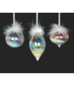 Boutique de Noël Varied Shapes*Glass Ornament, 80Mm, Iris Onion With Feather Decoration