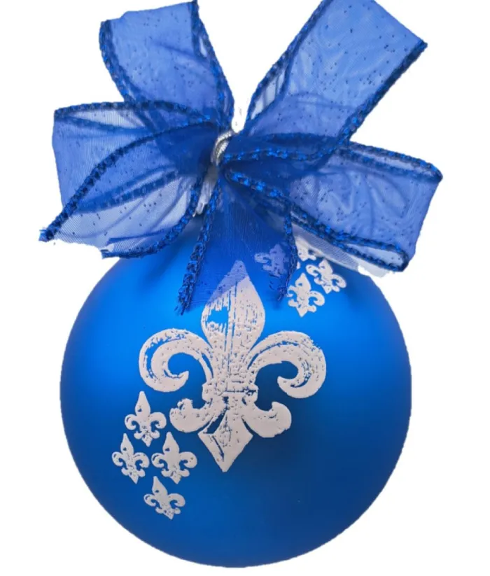 Boutique de Noël Miscellaneous*Glass Ornament, Momento Of Quebec 2023, Hand Decorated. Blue.