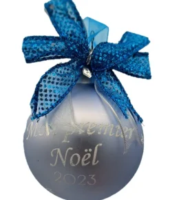 Boutique de Noël Customizable*Glass Ornament, Mon Premier Noel 2023 Souvenir, Hand Decorated.