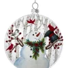 Boutique de Noël Varied Shapes*Glass Ornament, Snowman With Cardinal