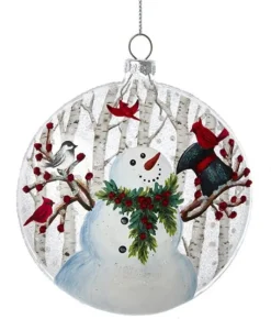 Boutique de Noël Varied Shapes*Glass Ornament, Snowman With Cardinal