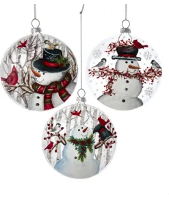 Boutique de Noël Varied Shapes*Glass Ornament, Snowman With Cardinal