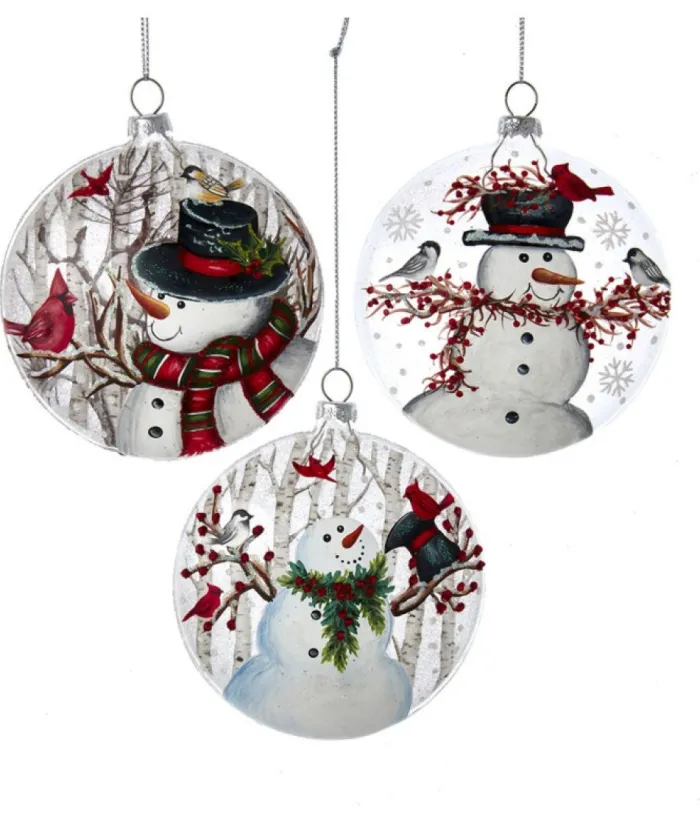 Boutique de Noël Varied Shapes*Glass Ornament, Snowman With Cardinal