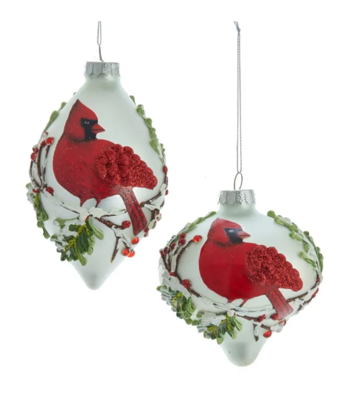 Boutique de Noël Birds & Owls*Glass Ornament, Tear Drop Style, Cardinal