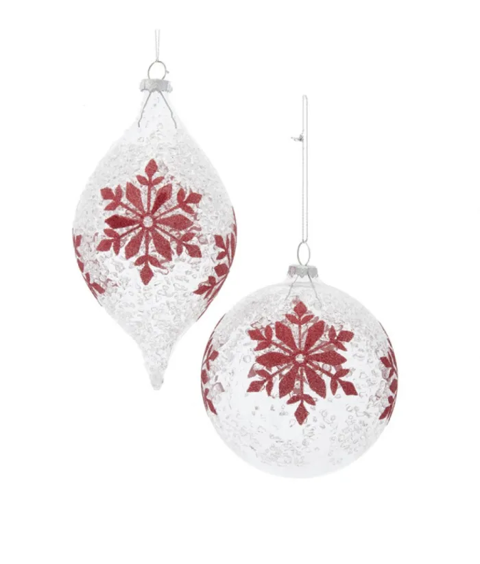 Boutique de Noël Winter Wonderland*Glass Ornament With Red Snowflake