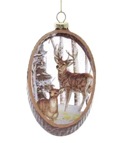 Boutique de Noël Enchanted Forest*Glass Oval Ornament With Deer