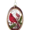 Boutique de Noël Varied Shapes*Glass Oval Ornament With Cardinal