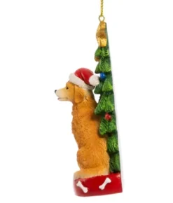 Boutique de Noël Family & Friends*Golden Retriever Ornament With Christmas Tree