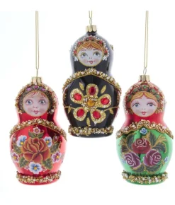 Boutique de Noël Collections*Green Russian Doll Glass Ornament