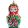 Boutique de Noël Varied Shapes*Green Russian Doll Glass Ornament