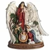 Boutique de Noël Religion*Holy Family With Angel And Town Of Bethlehem Figurine, 9" Tall