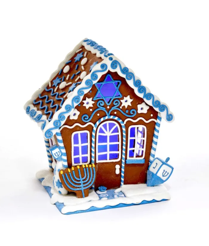 Boutique de Noël Ginger Bread & Candy Shoppe*Home Decoration, Hanukka Home, Measures 7 Inches, Led Illumination