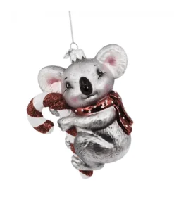 Boutique de Noël Collections*Koala With Candy Cane Glass Ornament