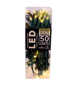 Boutique de Noël Light Sets*50-Light 5Mm Warm White Twinkle Led Green Wire Light Set