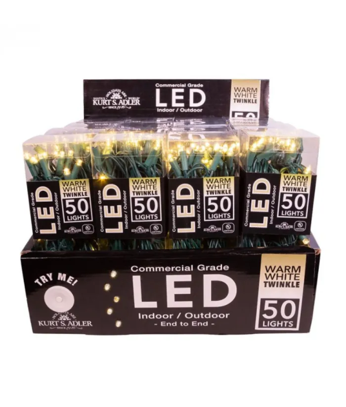 Boutique de Noël Light Sets*50-Light 5Mm Warm White Twinkle Led Green Wire Light Set