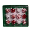 Boutique de Noël Ginger Bread & Candy Shoppe*Miniature Red And White Glass Ball Ornaments