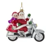 Boutique de Noël Varied Shapes*Mr And Mrs Santa On Cruiser Motorcycle, Glass Ornament