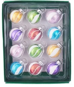 Boutique de Noël Glass Ball Boxes*Multicoloured Glass Ornaments, 25Mm, 12 Per Box
