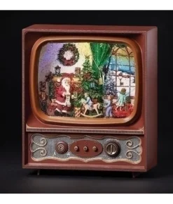Boutique de Noël Animated And Musical Pieces*Musical Table Piece, Led Lit, Musical Swirl Tv, With Santa