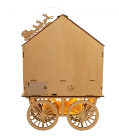 Boutique de Noël Nordic Villages*Musical Wooden Wagon With Christmas Village Scene