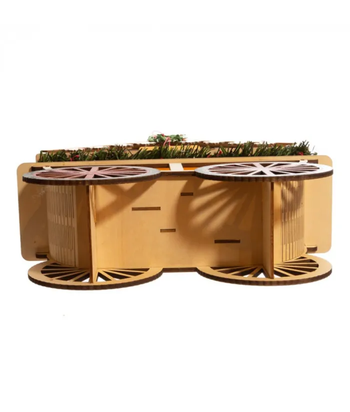 Boutique de Noël Nordic Villages*Musical Wooden Wagon With Christmas Village Scene