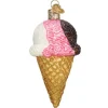 Boutique de Noël Varied Shapes*Neapolitan Ice Cream Cone Glass Ornament