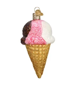 Boutique de Noël Varied Shapes*Neapolitan Ice Cream Cone Glass Ornament