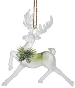 Boutique de Noël Winter Wonderland*Ornament, Clear Acrylic, Deer In Sage And Ivory Colours