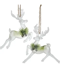 Boutique de Noël Winter Wonderland*Ornament, Clear Acrylic, Deer In Sage And Ivory Colours