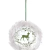 Boutique de Noël Enchanted Forest*Ornament, Disc Shape, With Deer Motif And Fur Trim