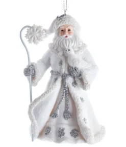 Boutique de Noël Winter Wonderland*Ornament, Father Christmas In Silver And White With A White Bird