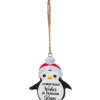 Boutique de Noël Family & Friends*Ornament, Festive Penguin, With Message "Christmas Wishes And Penguin Kisses"