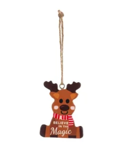 Boutique de Noël Enchanted Forest*Ornament, Festive Reindeer, With Message "Believe In The Magic"