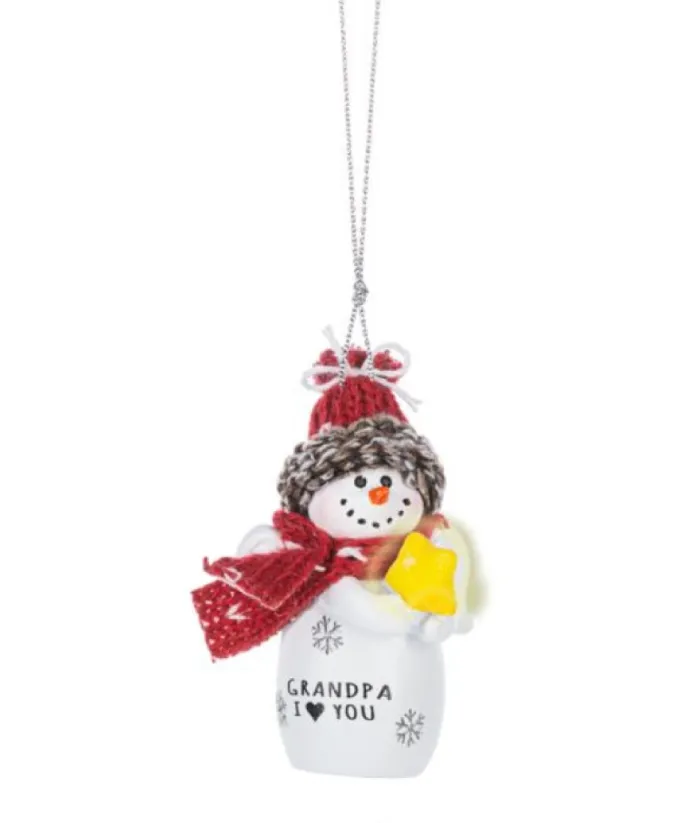 Boutique de Noël Family & Friends*Ornament, Festive Snowman With Message "Grandpa, I Love You"