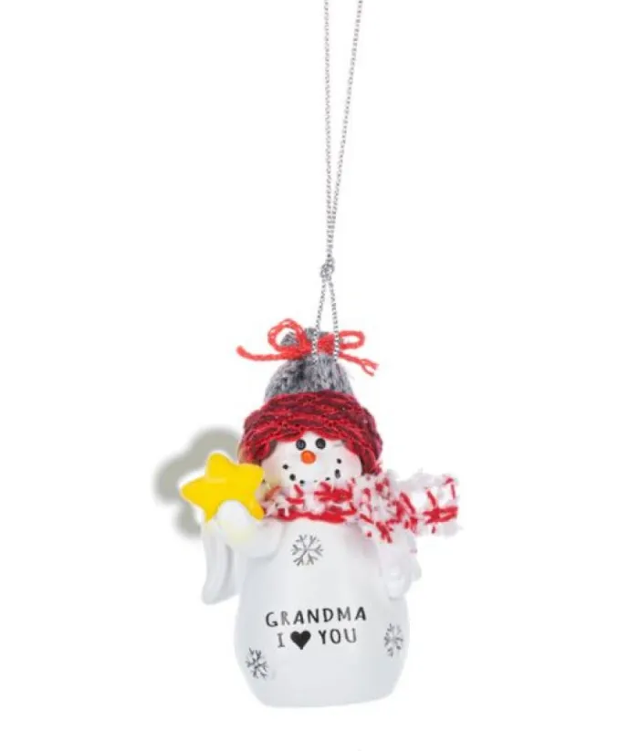 Boutique de Noël Family & Friends*Ornament, Festive Snowman With Message "Grandma, I Love You"