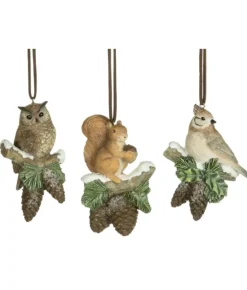 Boutique de Noël Enchanted Forest*Ornament, Forest Bird On Branch With Pine Cones