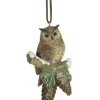 Boutique de Noël Rustic*Ornament, Forest Owl On Branch With Pine Cones