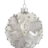 Boutique de Noël Miscellaneous*Ornament, Frosted 100Mm Ball, With Ornate Oak Leaves And Pearl Like Decoration