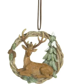Boutique de Noël Rustic*Ornament, Garland Featuring Stag And Pine Tree.