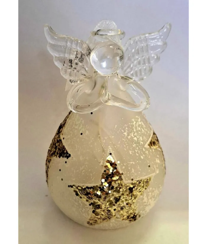 Boutique de Noël Varied Shapes*Ornament, Glass Angel With Golden Star Spangling
