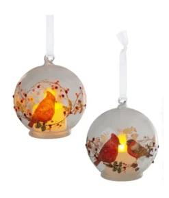 Boutique de Noël Birds & Owls*Ornament, Glass Ball, Cardinal With Led