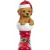 Boutique de Noël Family & Friends*Ornament Golden Retriever In Santa Boot