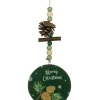 Boutique de Noël Rustic*Ornament, Green Circle Shape With Motif And Decoration.