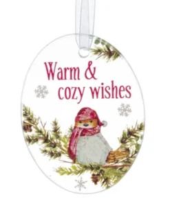 Boutique de Noël Birds & Owls*Ornament, Plaque With Bird Motif, With Message "Warm And Cozy Wishes"