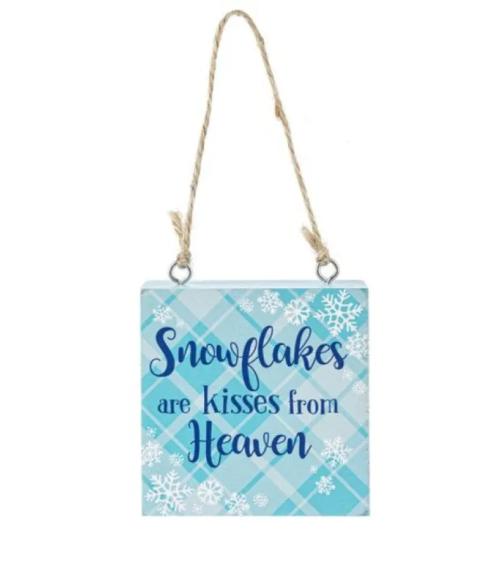 Boutique de Noël Winter Wonderland*Ornament, Plaque, With Message "Snowflakes Are Kisses From Heaven"
