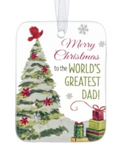 Boutique de Noël Family & Friends*Ornament, Plaque, With Message "Merry Christmas To The World'S Best Dad"