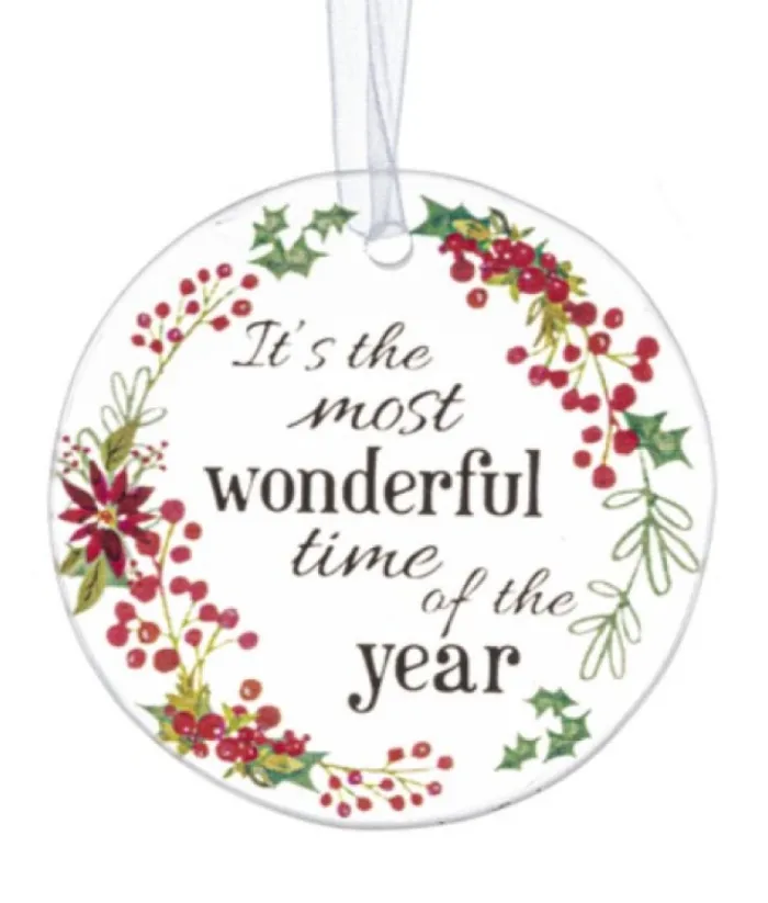 Boutique de Noël Family & Friends*Ornament, Plaque, With Message "It'S The Most Wonderful Time Of The Year"
